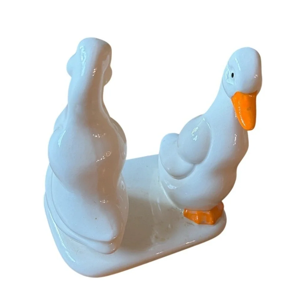 Unbranded Duck Napkin Holder White Ducks Orange Beaks & Feet Farmhouse